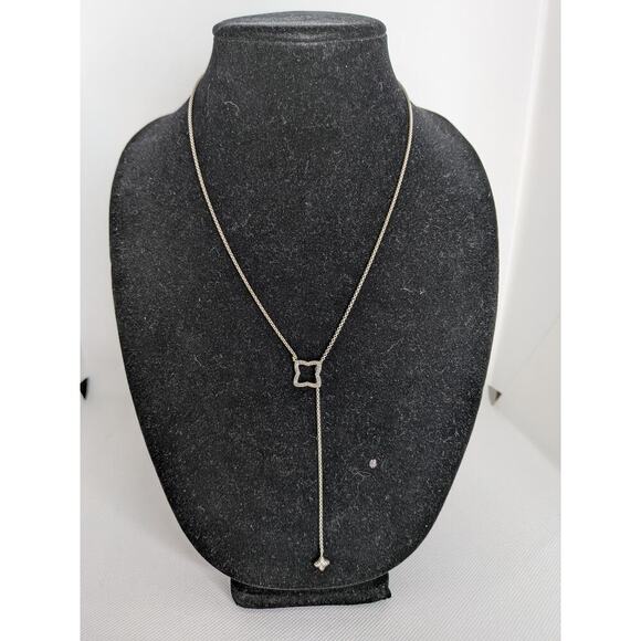 David Yurman Sterling & 18K Yellow Gold Diamond 24.5” Quatrefoil Lariat Necklace - Picture 1 of 8